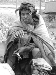 lesotho homeless man B&W